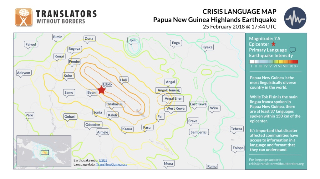 Papua New Guinea earthquake – Crisis language map