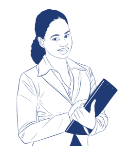 illustration of woman with clipboard