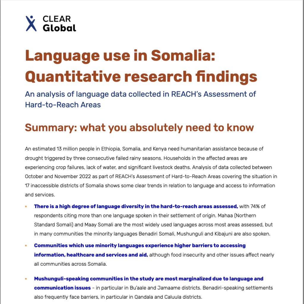 CLEAR Global_Language use in Somalia_PDF Thumbnail