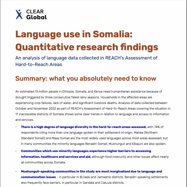 CLEAR Global_Language use in Somalia_PDF Thumbnail