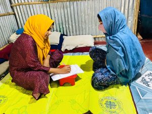 Rohingya woman with interpreter - healthcare interview