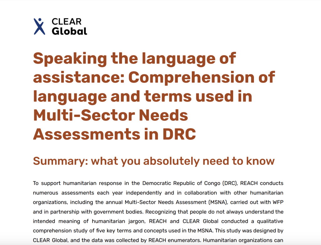 Speaking the language of assistance: DRC - EN PDF thumbnail