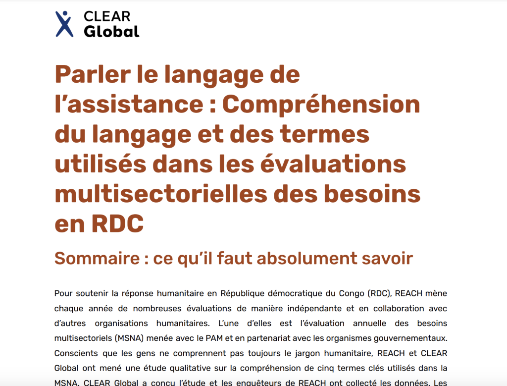 Speaking the language of assistance: DRC FR PDF thumbnail