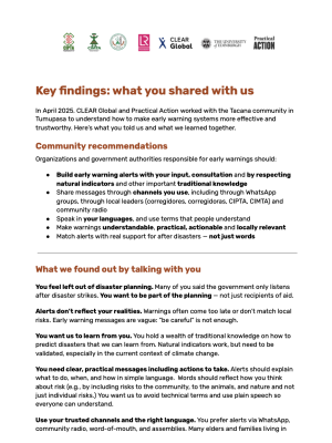 Key findings Tacana
