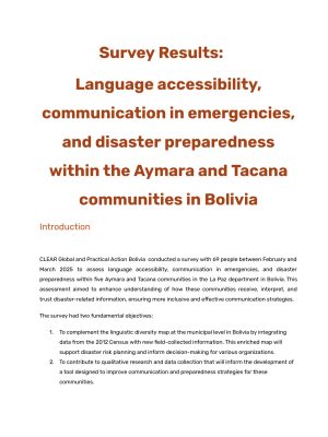 Research report - Indigenous participation in EWS Bolivia - CLEA